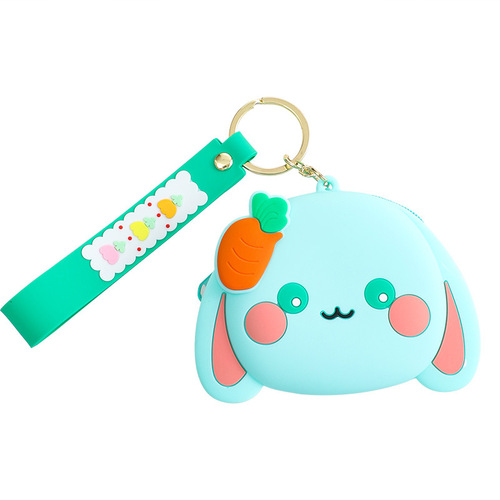 Silicone Bamboo Small Rabbit Cartoon Wallet Keychain Pendant Plush Ears Phone Bag Clip Bag Earphone Bag Accessory Wholesale