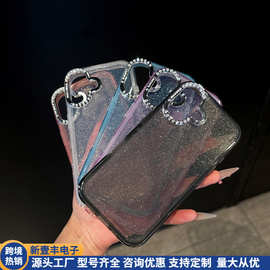 适用iPhone16proMax闪粉渐变手机壳水钻苹果14女神款15防摔保护套