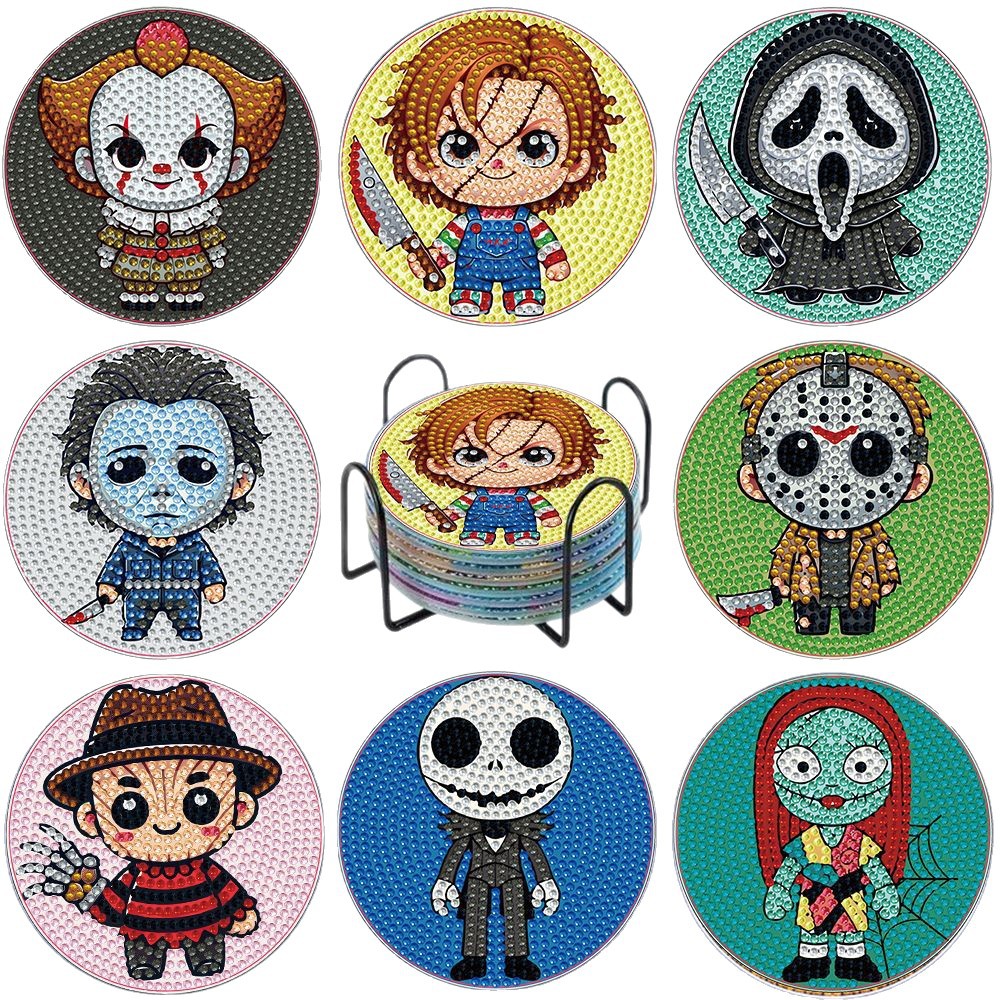 Novedad transfronteriza Amazon: Tapete de aislamiento térmico DIY para el hogar con pintura de diamantes, diseño de Halloween, con diamantes completos, hecho a mano, arte de pegatinas de diamantes.