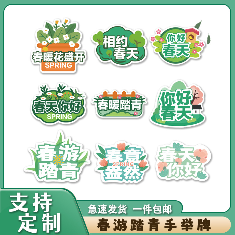40中小学幼儿园春游手举牌踏青拍照合影留念小道具手持板异形KT板