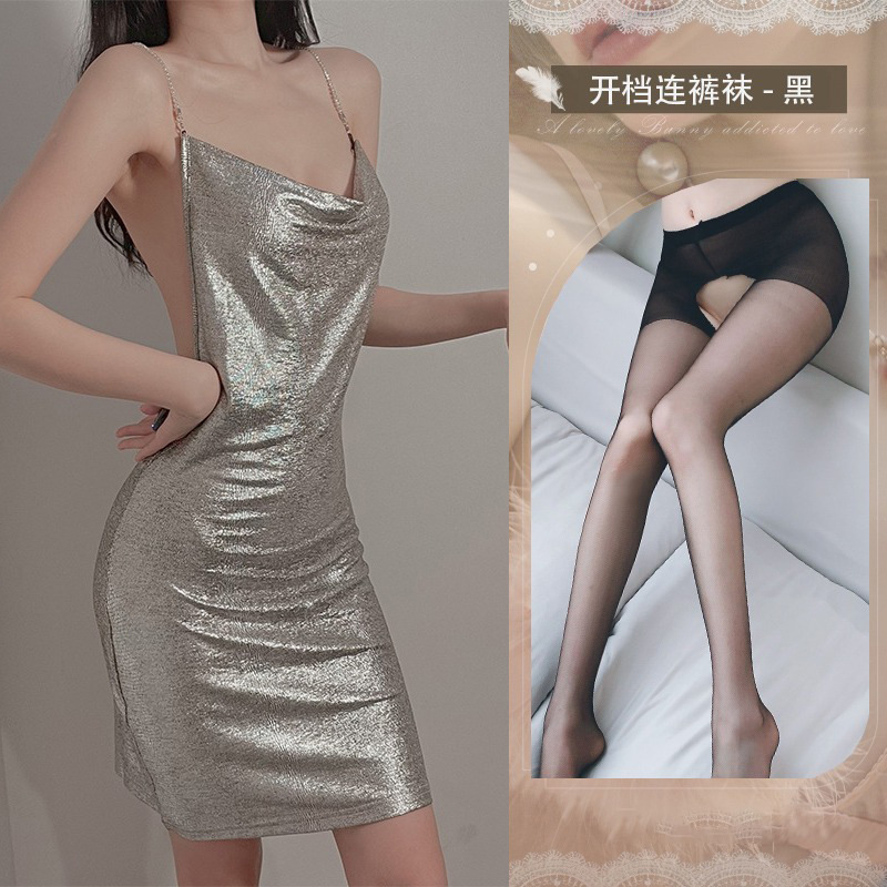 브라이트 실버 + 블랙 오픈 양말