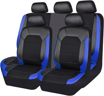Universal seat cover – Seat Covers Sandwich-Style Pu - blue-and-black-9-piece-set-five-seats