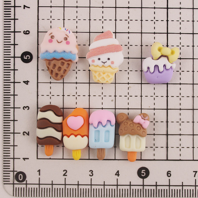 미니 스몰 사이즈 시뮬레이션 아이스크림 아이스크림 크림 접착제 diy 수지 액세서리 만들기 헤어핀 고무 밴드