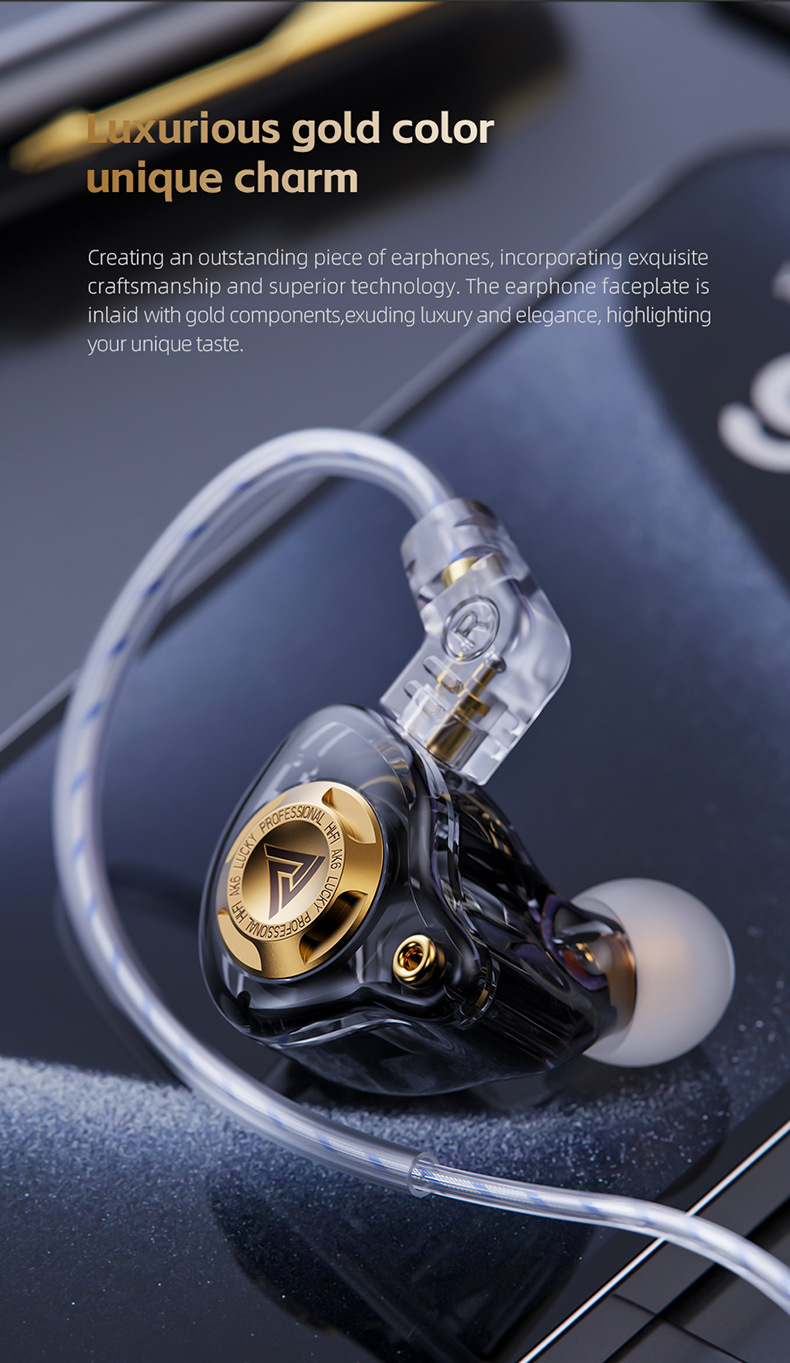 QKZ AK6 Glückliche Heavy Bass HIFI Kopfhörer Abnehmbare Kopfhörer Drei-Geschwindigkeit Einstellung Mobiltelefon Sport Kopfhörer