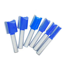 8mm柄木工开槽刀双刃蓝色清底直刀7件套装修边机刀头平底修边铣刀