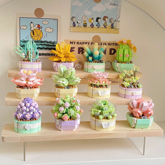 Yu Gao Duo Meat Building Blocks Flower Compatible with Lego Microparticles Children's Educational Toys Desktop Ornaments Wholesale Gifts