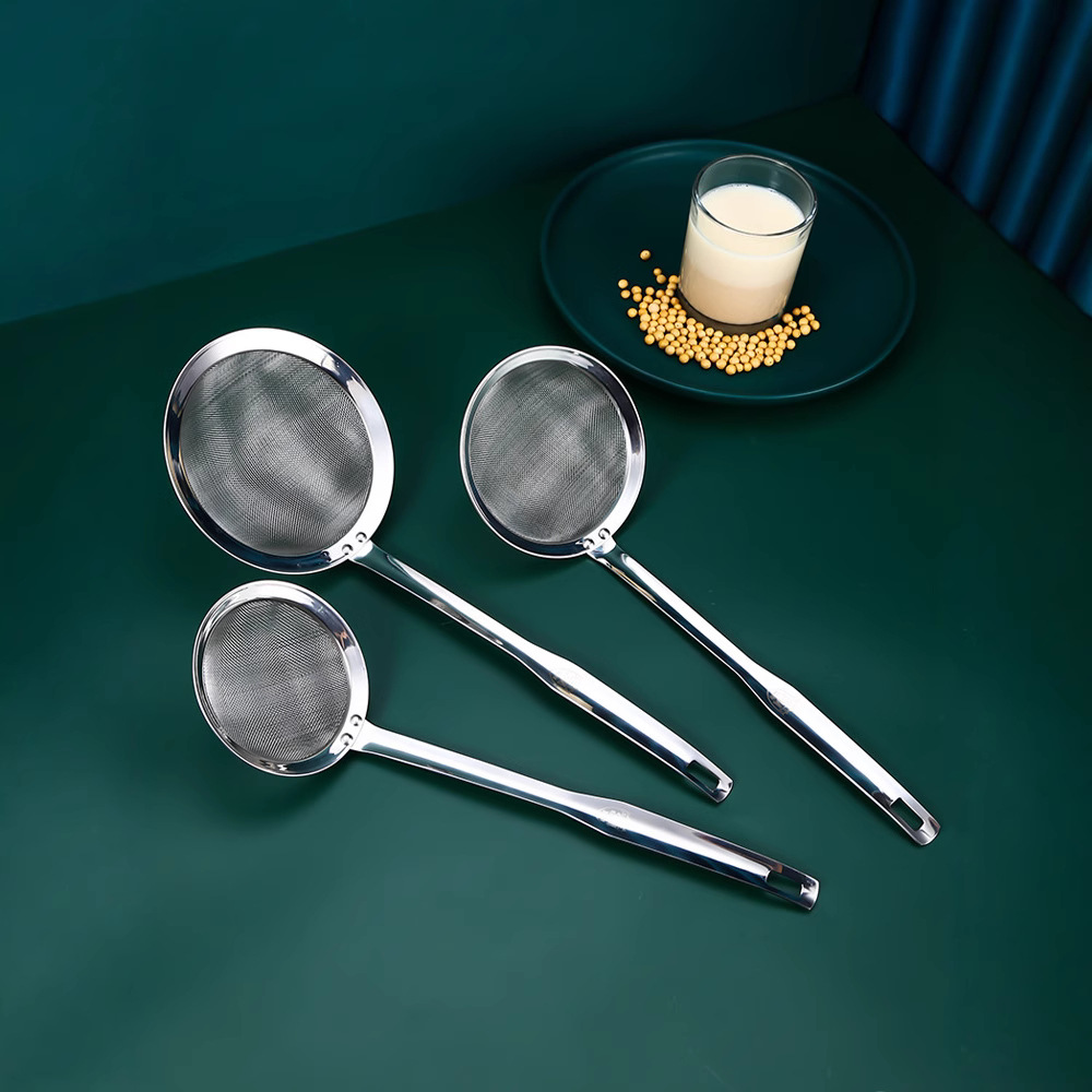 304 colador de acero inoxidable cocina hogar colador de malla fina colador de aceite de leche de soja filtro de malla de fideos cuchara tamiz de malla