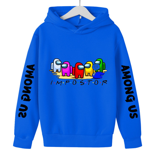 An Among Us themed stylish cartoon loose long-sleeved hooded sweatshirt for autumn and winter, suitable for both men and women with a cap.