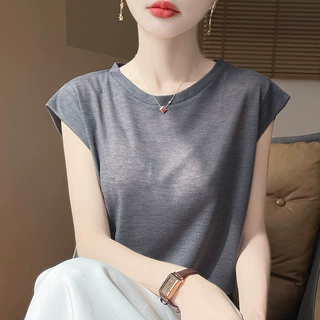圆领短袖薄款韩版T恤显瘦夏季百搭打底衫小飞袖软糯上衣包袖半袖