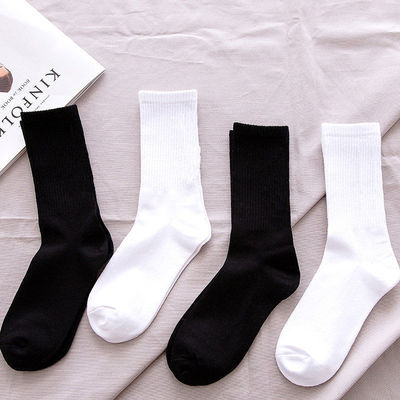篮球袜1/3双ins港风袜子女韩版夏季原宿风长袜男黑白色学生长筒袜