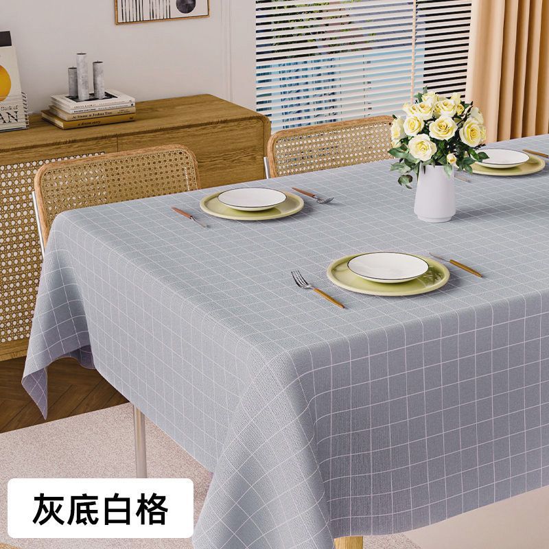 야외 사진 촬영, 캠핑 분위기의 식탁보, 회색 배경, 흰색 체크 무늬, 직선 가장자리