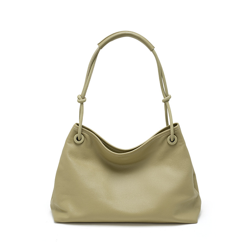 Niche Design Minimalist Shoulder Tote Bag Large Capacity Women's Underarm Bag Premium Genuine Leather Commuter Handbag - Thumbnail 6