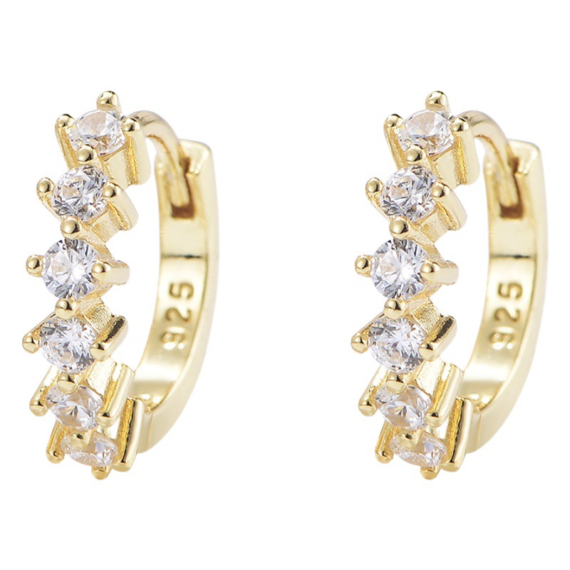 Europa y América ins Comercio exterior círculo transfronterizo en forma de C diamante circón personalidad moda s925 plata esterlina oreja hebilla pendientes joyería del oído