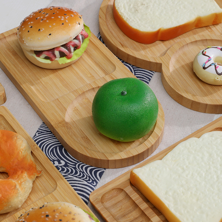 Bandeja de madera maciza, bandeja rectangular para repostería, sushi, pan, bandeja redonda para café, bandeja para postres, bandeja redonda para bistec y pizza