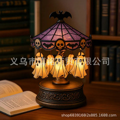 跨境新品Halloween Ghost Carousel万圣节幽灵旋转木马万圣节摆件