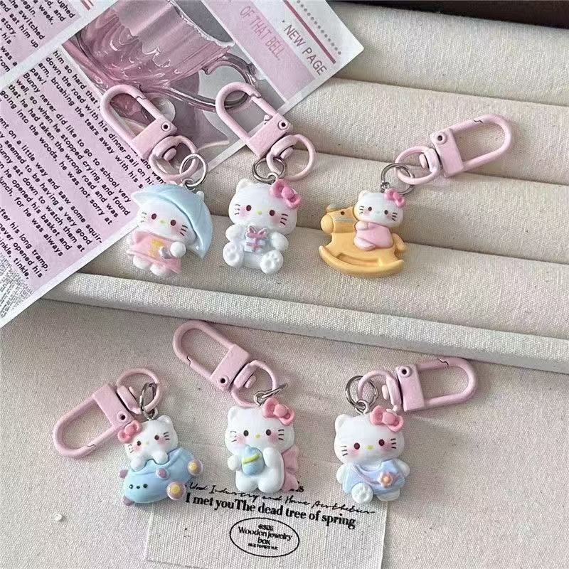Versatile Pink Kt Cat Keychain Cute Cartoon Girly Sweet Pendant Couple Best Friend Accessories Gift Present