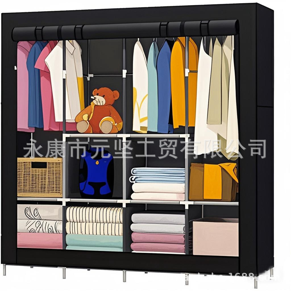 Armario simple, dormitorio, casa de alquiler, armario de tela de montaje económico simple y moderno, armario de almacenamiento, armario de tela individual