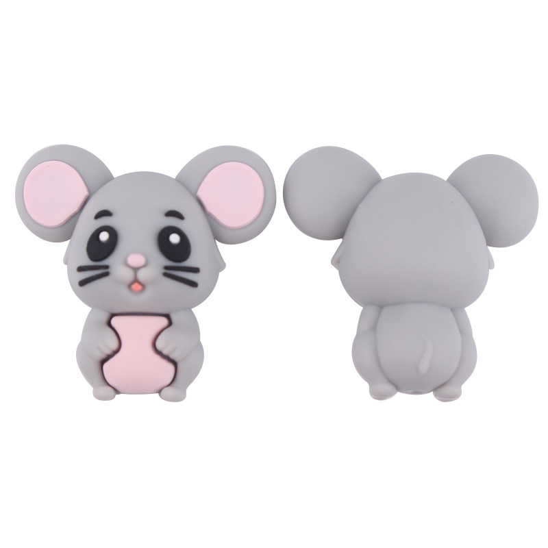 Productos para bebés animados animales 3D ratones pequeños dientes creativos DIY baby molar chupetas anti-caída accesorios de cadena