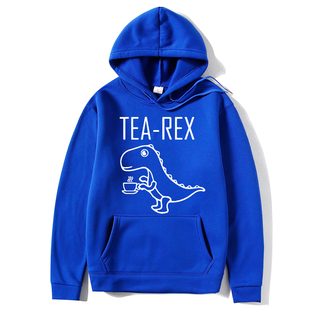 Nuovo simpatico dinosauro che beve caffè Maglioni da uomo e da donna con cappuccio di tendenza di strada_voghion.com