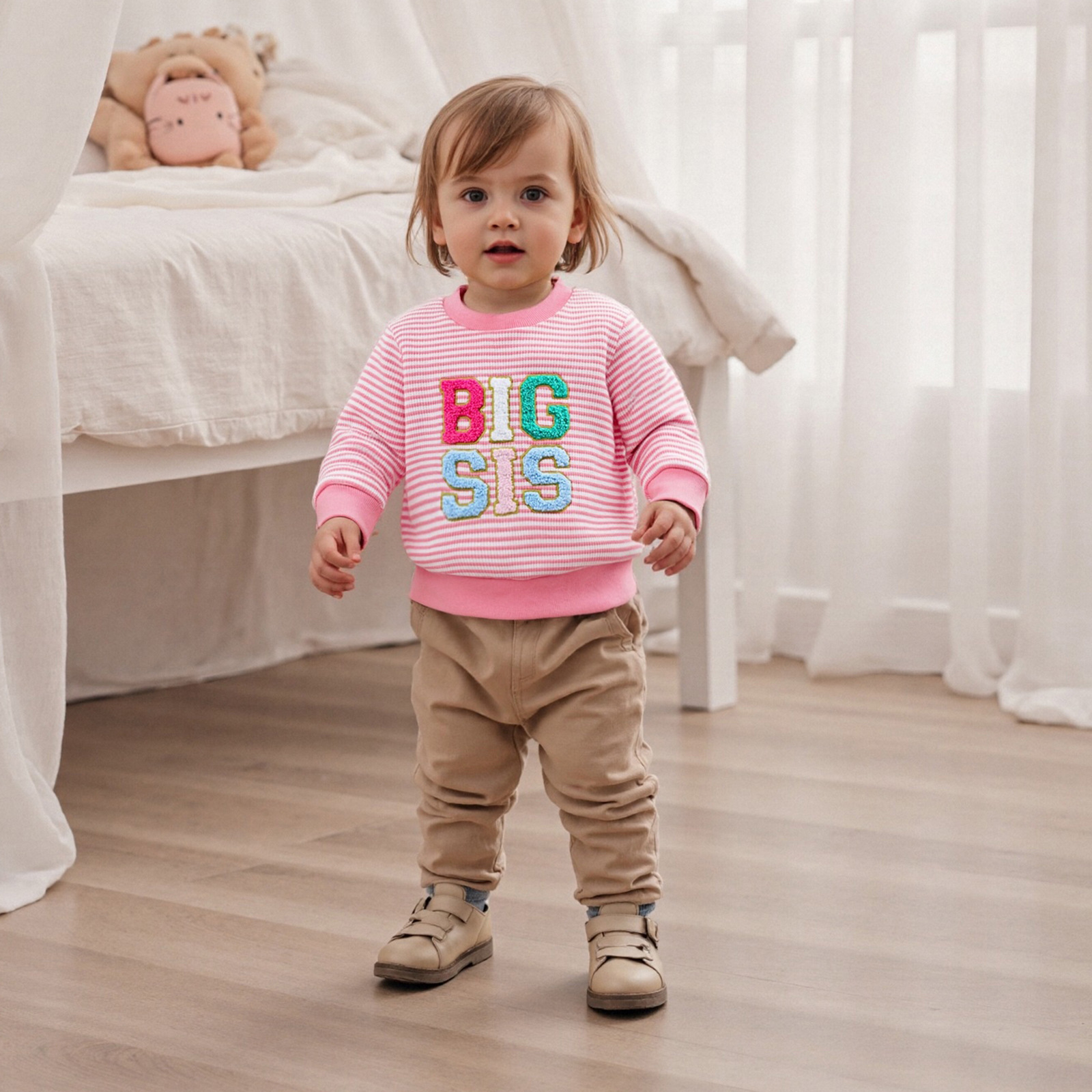 Grenouillère sweatshirt à texture gaufrée pour bébé fille_voghion.com