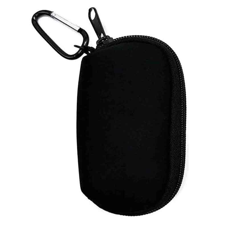 Earphone Storage Bag for Bluetooth Headset Storage Bag Coin Purse with Zipper Carabiner Black