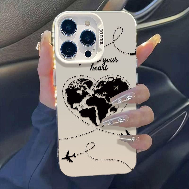 Love Route Suitable for Apple 17/16Pro Mobile Phone Case 15/14 Trendyy Hard Case 12 New Style 13/12 Color Silver 8P Love Route Suitable for Apple 17/16Pro Mobile Phone Case 15/14 Trendyy Hard Case 12 New Style 13/12 Color Silver 8P
