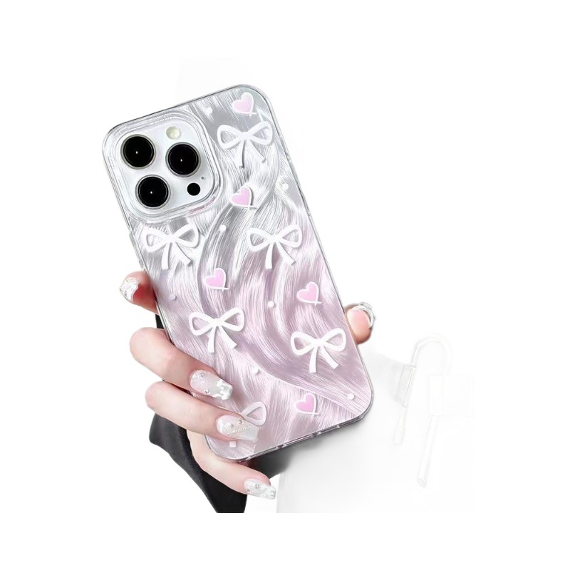 Gradient Pink Bow Hard Phone Case For Iphone 15 Pro Max 14 13 12_voghion.com