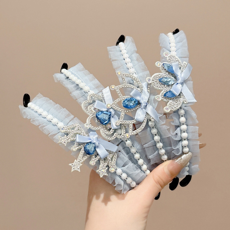 Bola de corona de hielo y nieve para niños, cabeza de placa, artefacto para el cabello, hebilla para el cabello, 2025, nuevo tocado de princesa para niñas, sin daño, horquilla