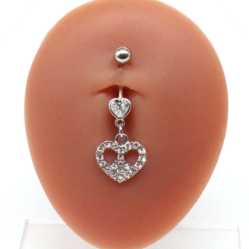 Belly Ring Classification Daily Occasion Fashion Heart Shape Stainless Steel Plating Zircon Belly Ring