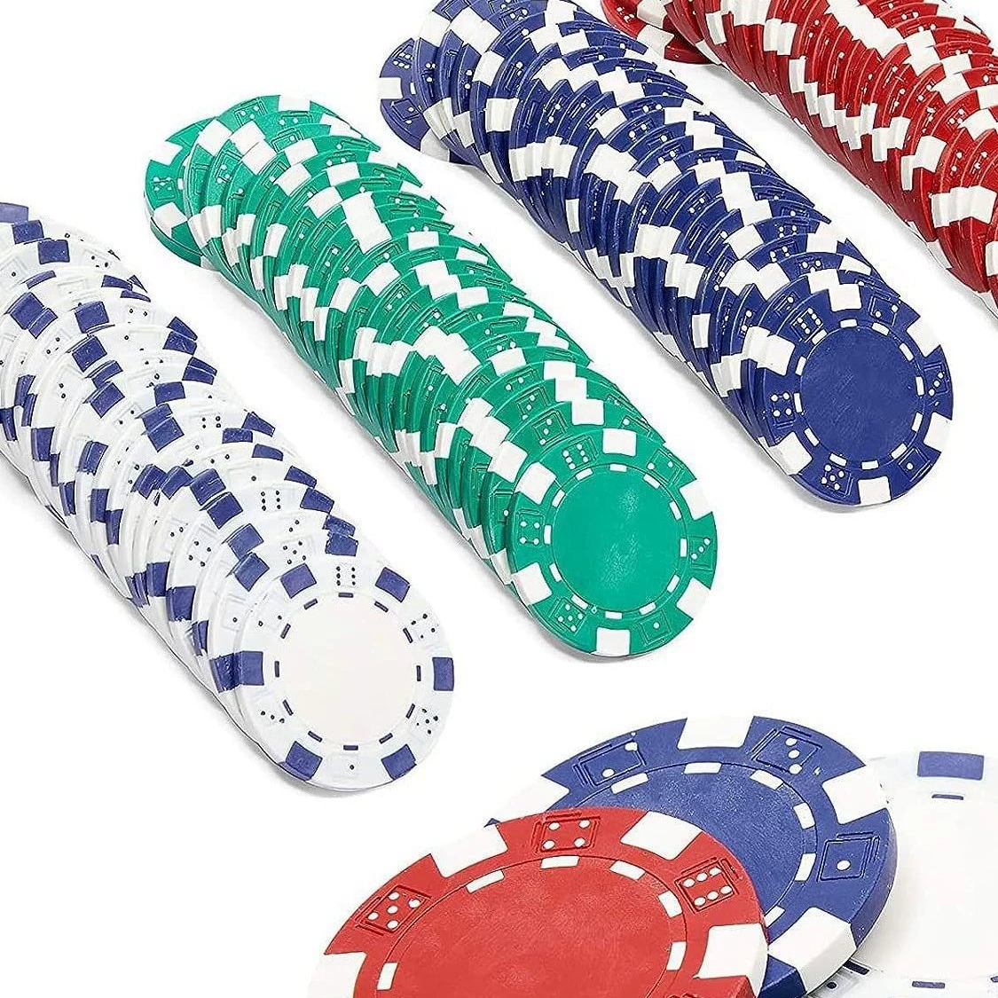 Набор фишек покера Texas Hold'em, алюминиевая коробка, чипы и кости, опции 25–500 шт