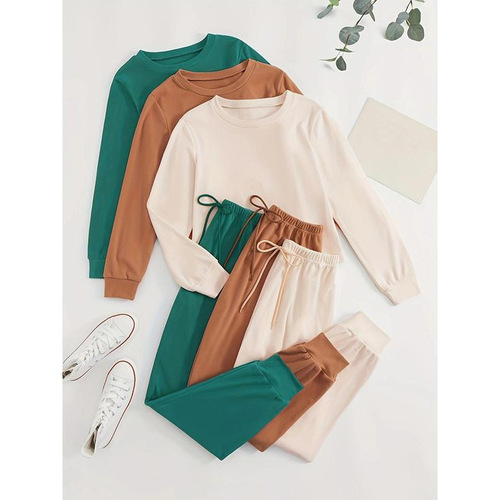 ④R 258 M90713 Hot sale autumn new women's solid color long-sleeved top with lace front