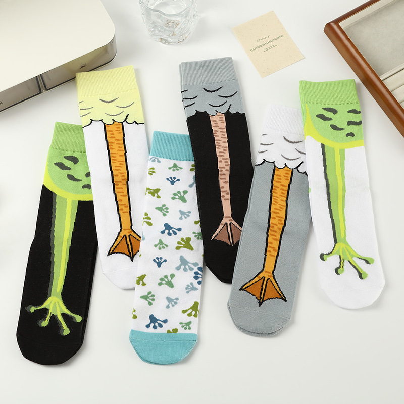 Amazon Autumn and Winter New Women's Socks Animal Mid-Calf Socks Men's Socks Cute Trendy Socks Frog Socks Funny Long Socks Stylish