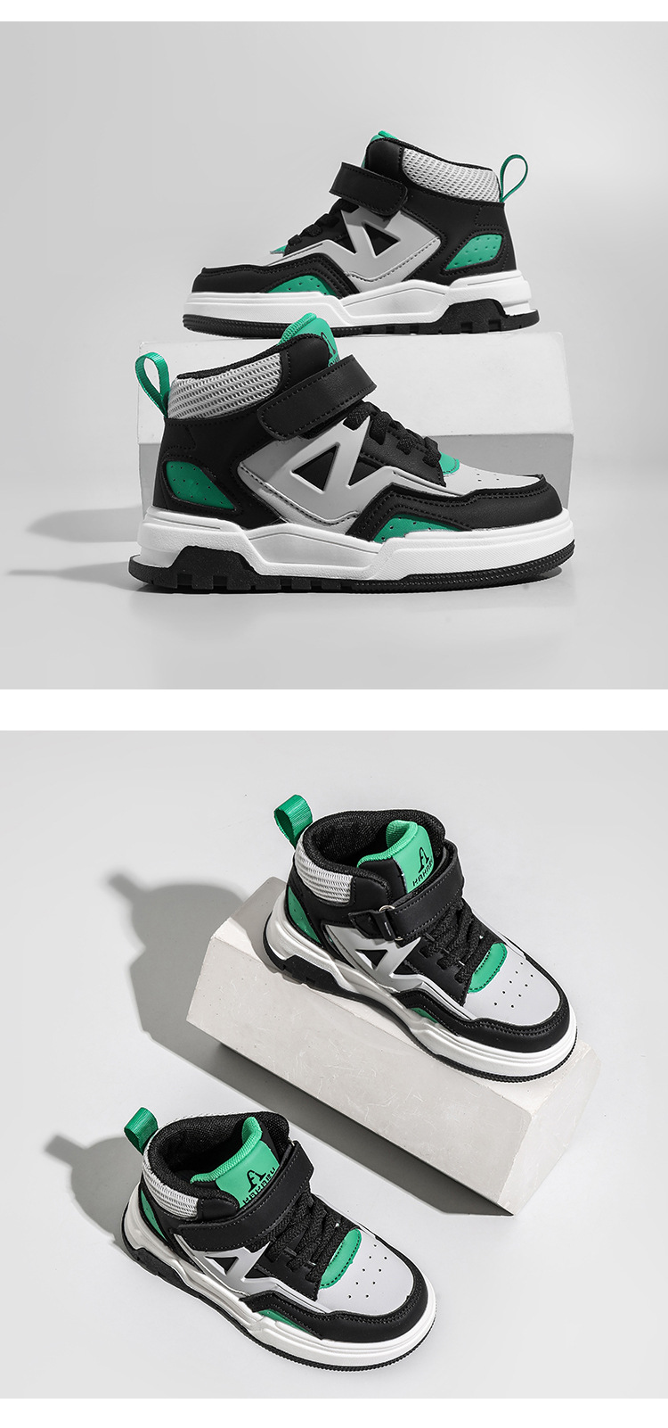 Hochwertige Kinder High Top Sportschuhe Aus Leder Mit Sohle_voghion.com