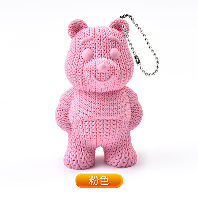 Llavero con Colgante de Osito de Peluche Tejido, Impreso en 3D, Recuerdo, Juguete Impreso en 3D, para Llaves de Coche, Éxito de Ventas Transfronterizo