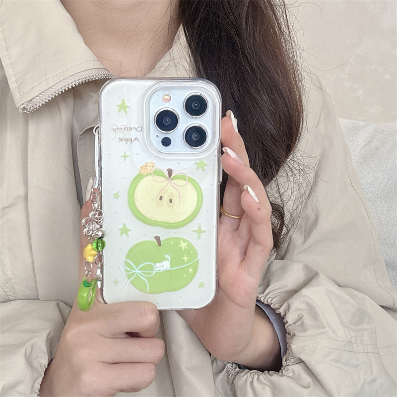 Simplicidad bolsa de rejilla de frutas ins para Apple 15ProMax Pareja iphone16Pro funda para teléfono móvil 13 nuevo 14