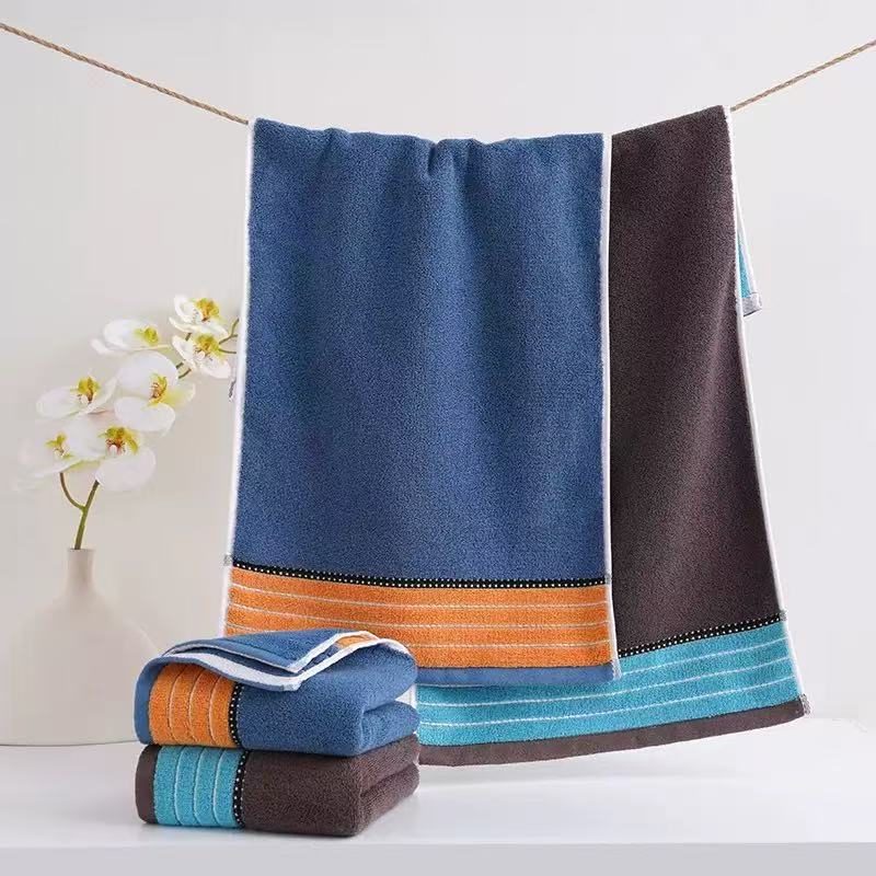 New Pure Cotton Skin-friendly Water Absorbent Quick-drying Towel Household Striped Color-matching Face Bath Towel Thickened Adult Face Towel New Pure Cotton Skin-friendly Water Absorbent Quick-drying Towel Household Striped Color-matching Face Bath Towel Thickened Adult Face Towel