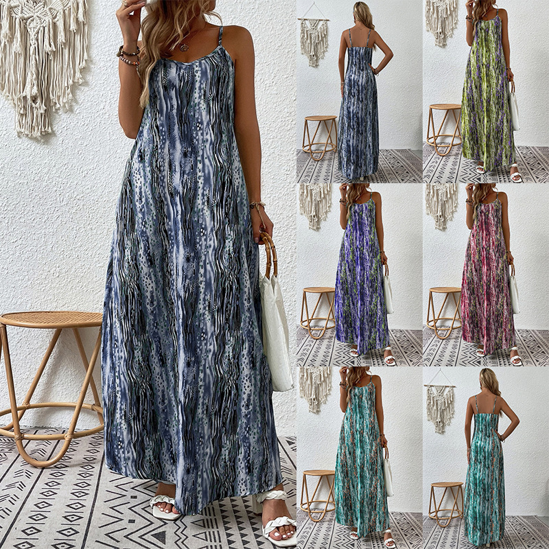 Women Printed Suspender Dress Summer Trendy New Collection