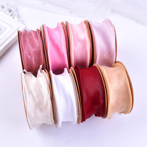 Wholesale fishtail yarn ribbon 4cm flower packaging diy strap overlay wavy yarn ribbon gift bouquet baking decoration
