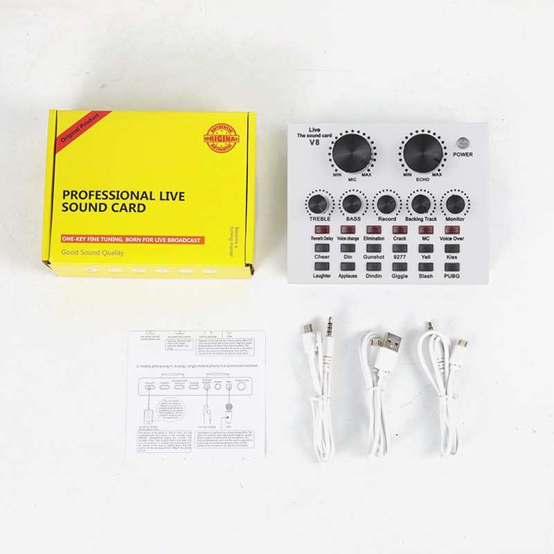 BM800 micrófono de condensador + tarjeta de sonido de teléfono móvil V8 ancla transfronteriza computadora de grabación de audio soporte conjunto de transmisión en vivo