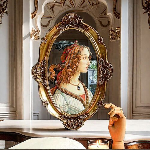Direct supply of retro European resin decorative paintings, portrait paintings, oval wall paintings, living room art photo frame murals