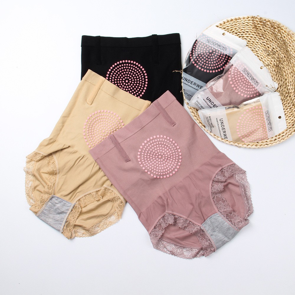 High-waist magnetic therapy lace girdle for postpartum shaping with antibacterial crotch and butt-lifting beauty body triangle underwear for women, wholesale