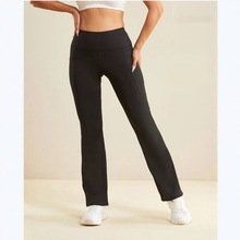 跨境欧美瑜伽裤收腹高腰提臀喇叭裤百搭透气显高瑜伽紧身裤鲨鱼裤
