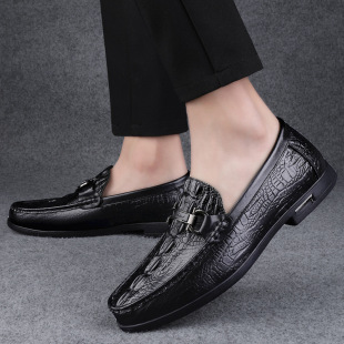 Cross-border plus size casual first layer leather loafers 2025 spring new fashion bean shoes classic men's leather shoes