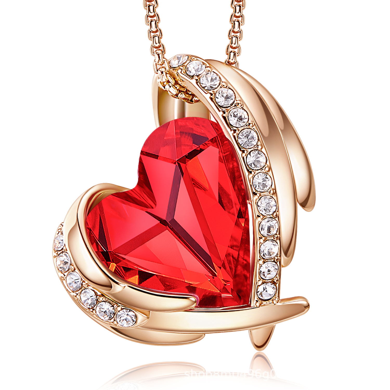 Collares con colgante de corazón de amor para mujer, tono plateado, tono oro rosa, cristales, piedra natal, joyería de Navidad, regalos para mujeres, día de la madre, cumpleaños, día de aniversar