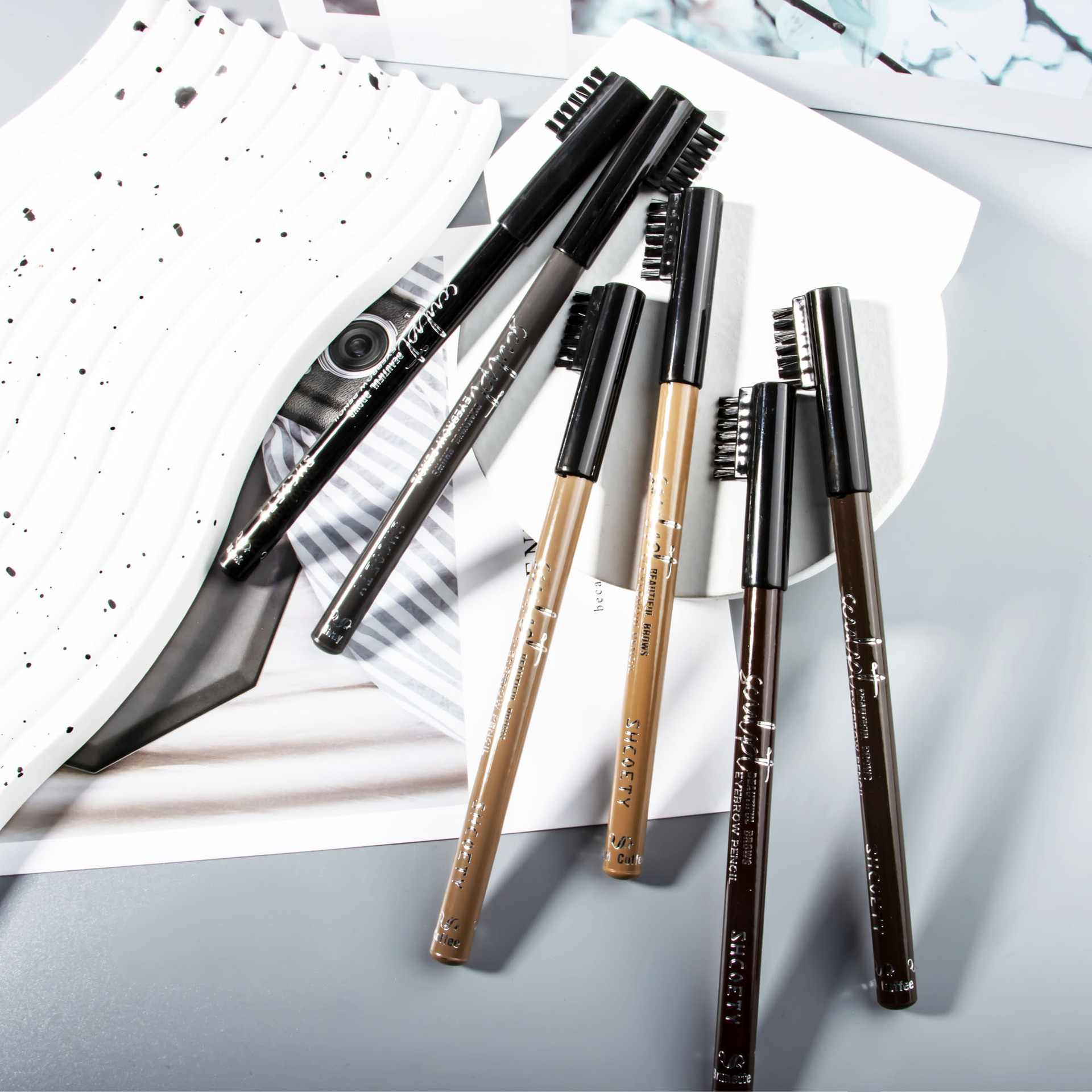 SHCOETY eyebrow brush, a wooden eyebrow brush, is waterproof, does not smudge or fade. It is a natural multi-color makeup pen that crosses borders undefined