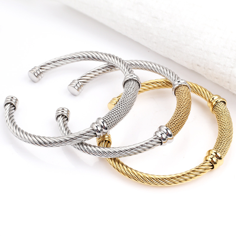 Fashion C Shape Stainless Steel Plating Bangle display picture 1