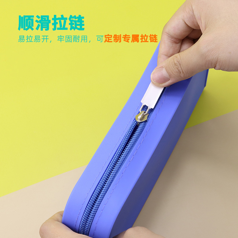 Nuevas bolsas de lápiz de silicona transfronterizas de gran capacidad portátiles de doble capa de lápiz de escritorio para estudiantes pueden imprimir logotipo