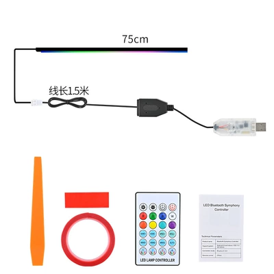 Full Car Led Ambient Lighting for Dashboard Modification, USB Car Door Ambient Lighting, Music Rhythm Lights (Other lights) - one-to-one-75cm