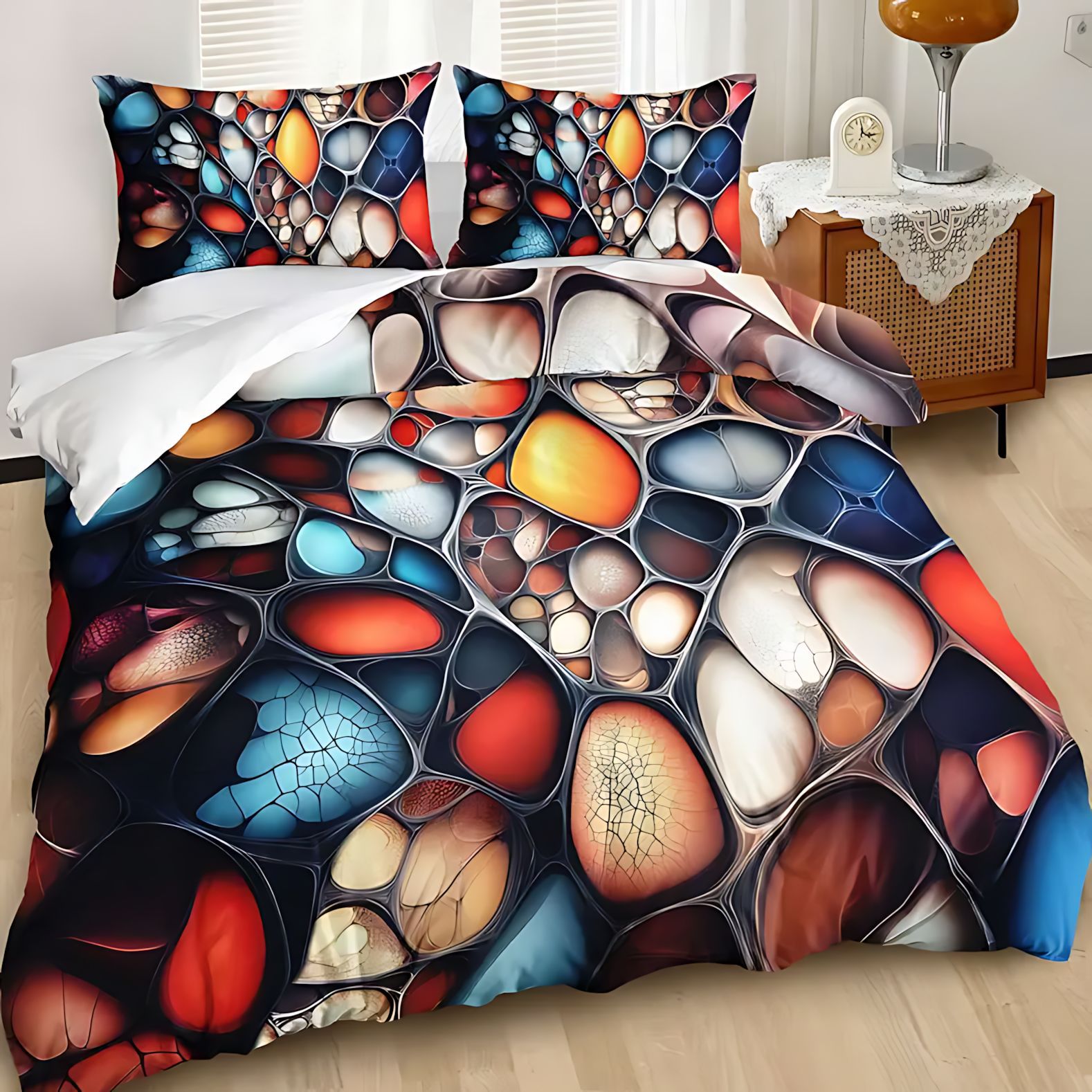 TEMU / JIT para dibujar un patrón de geometría transfronteriza de impresión digital 3D abrasivo fabricante de fuente de set de edredón