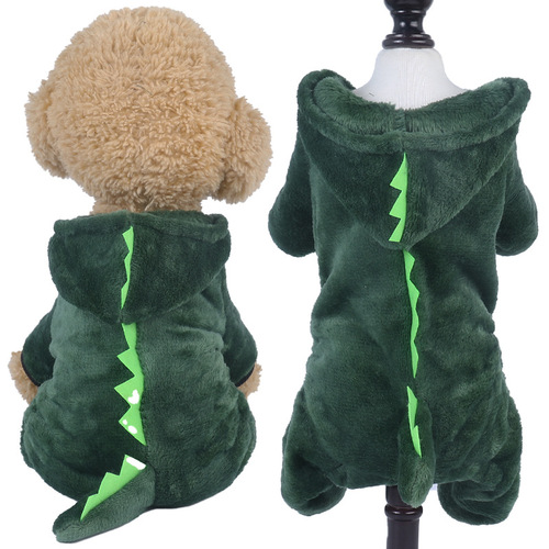 Pet clothes transformation outfit coral velvet autumn and winter dinosaur four-legged dog winter clothes cat pet clothing wholesale